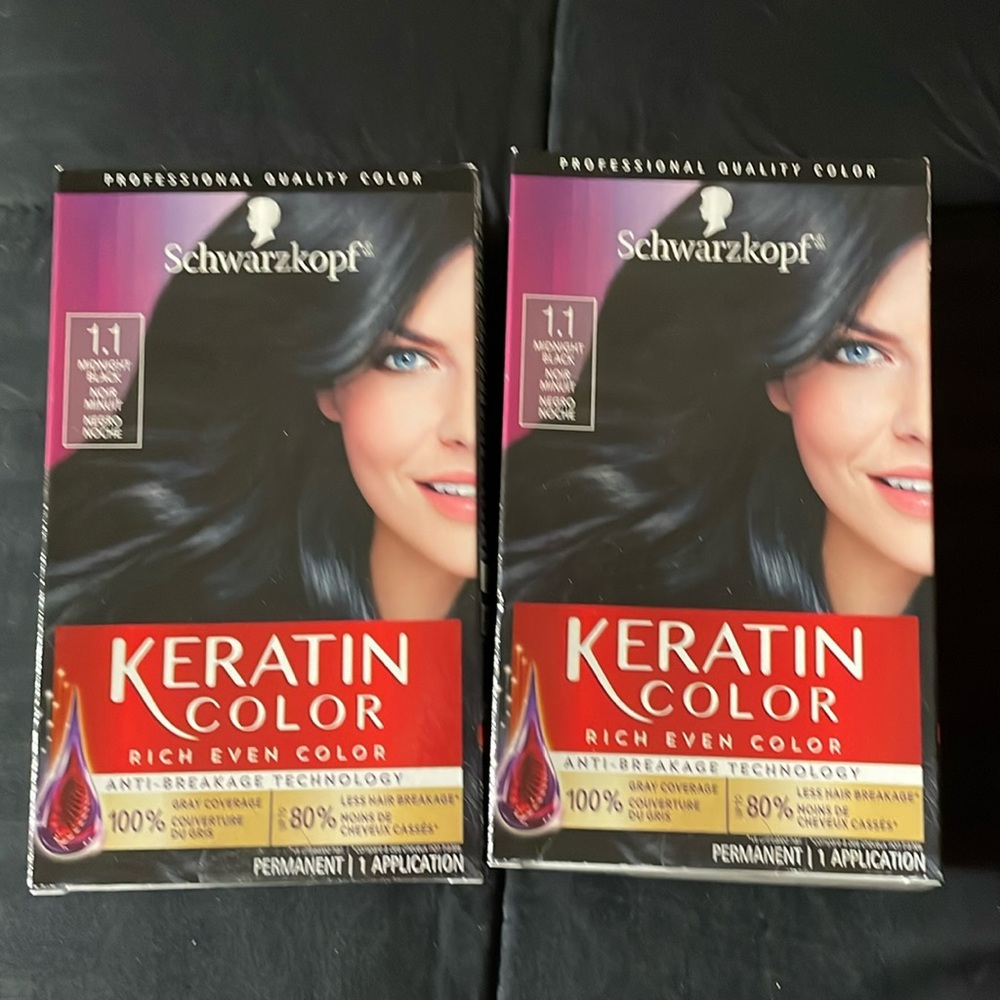 Schwarzkopf Keratin Color Permanent Hair Color Cream, 1.1 Midnight Black